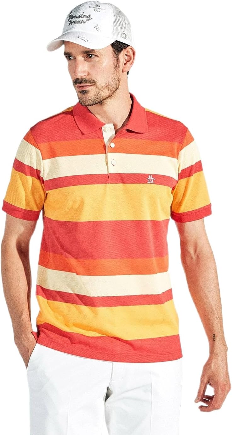 

Мужская рубашка с коротким рукавом Munsing Wear MG5SHS33M, воротник, окантовка, сетчатая ткань, влагоотводящая, быстросохнущая, для игры в гольф Munsingwear, красный