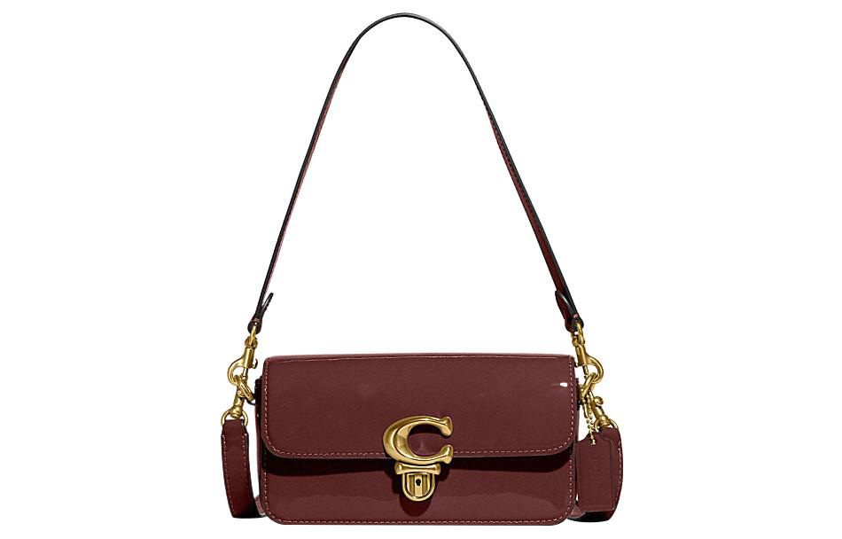 

COACH Студийная кожаная сумка через плечо маленькая женская бордовая