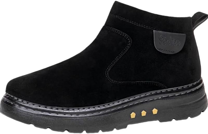 

Мужские зимние высокие шерстяные ботинки HoaloX: толстые, теплые и защищающие от мороза повседневные снежные ботинки, черный