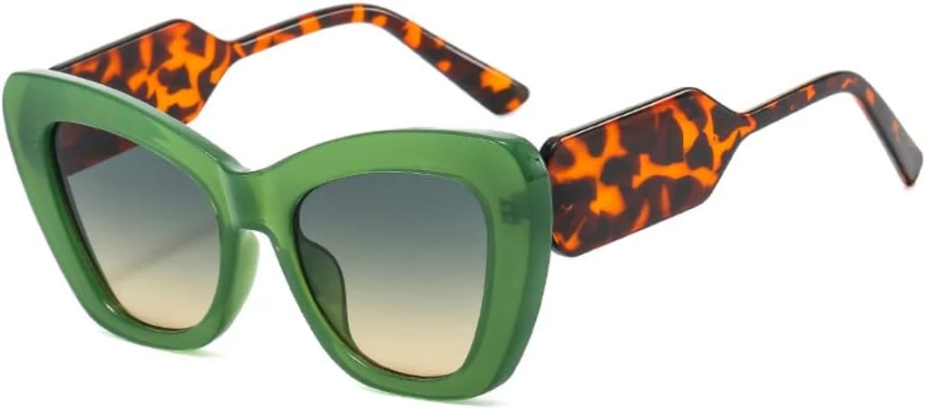 

Популярные модные солнцезащитные очки «кошачий глаз» большого размера для женщин, контрастные цветовые оттенки, защита от УФ-излучения UV400, для мужчин, градиентные очки-гелевые очки UATXTAU, Green Green Yellow