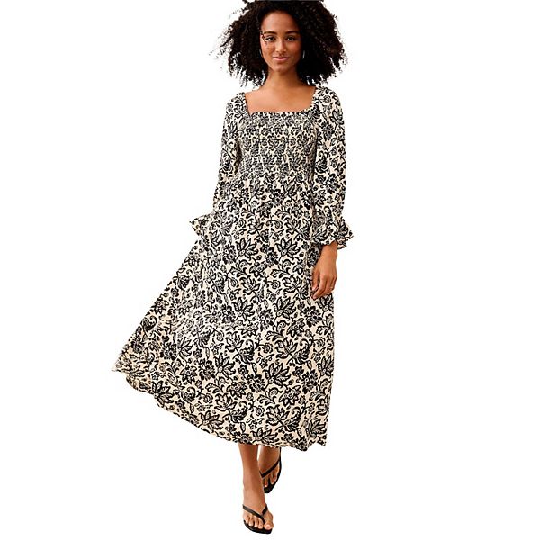 

Платье миди с квадратным вырезом и присборенным лифом Plus size Ellos