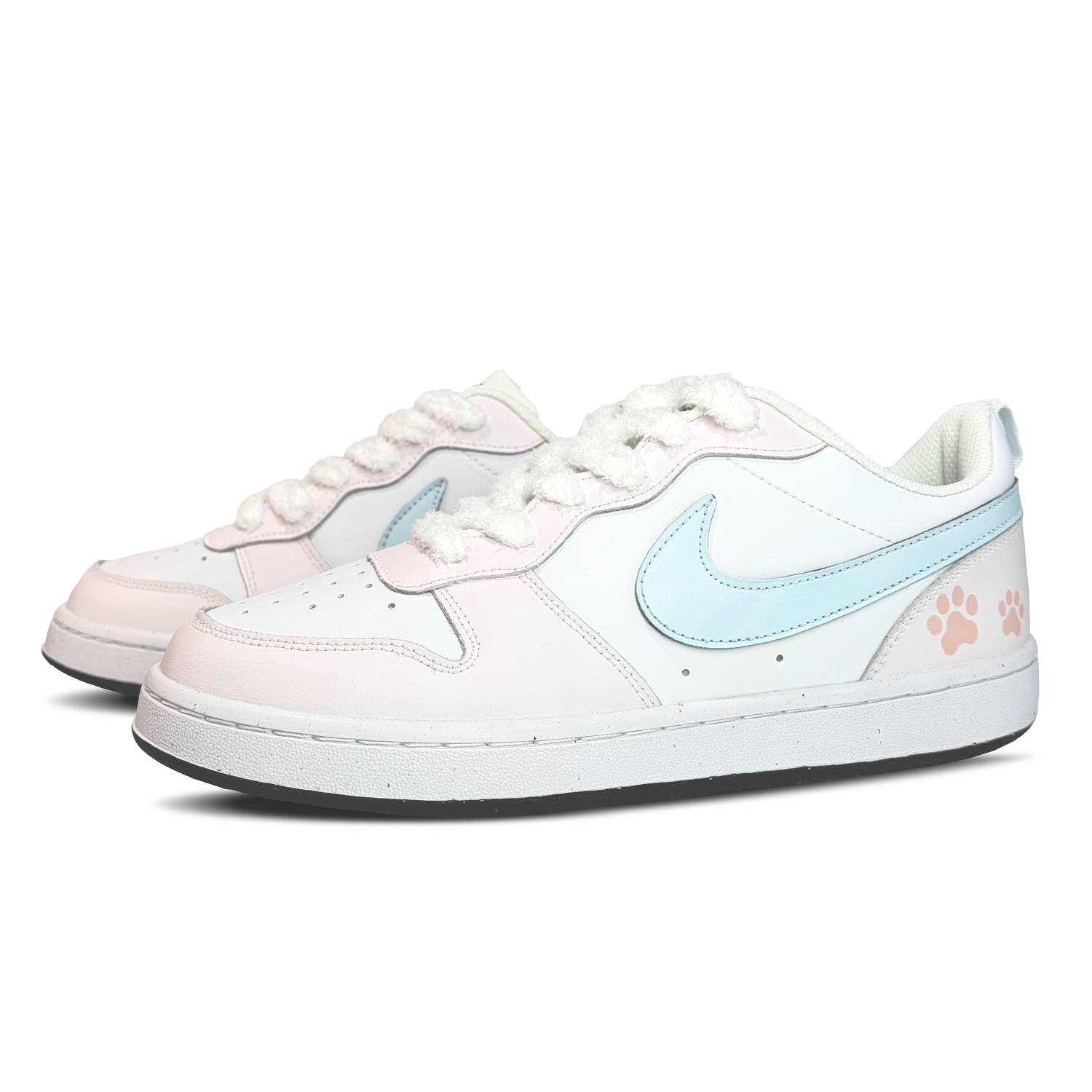 Nike Court Borough Cute Paw Island устойчивые к истиранию низкие детские скейтбординговые кроссовки Pink Blue для подростков — фото 4
