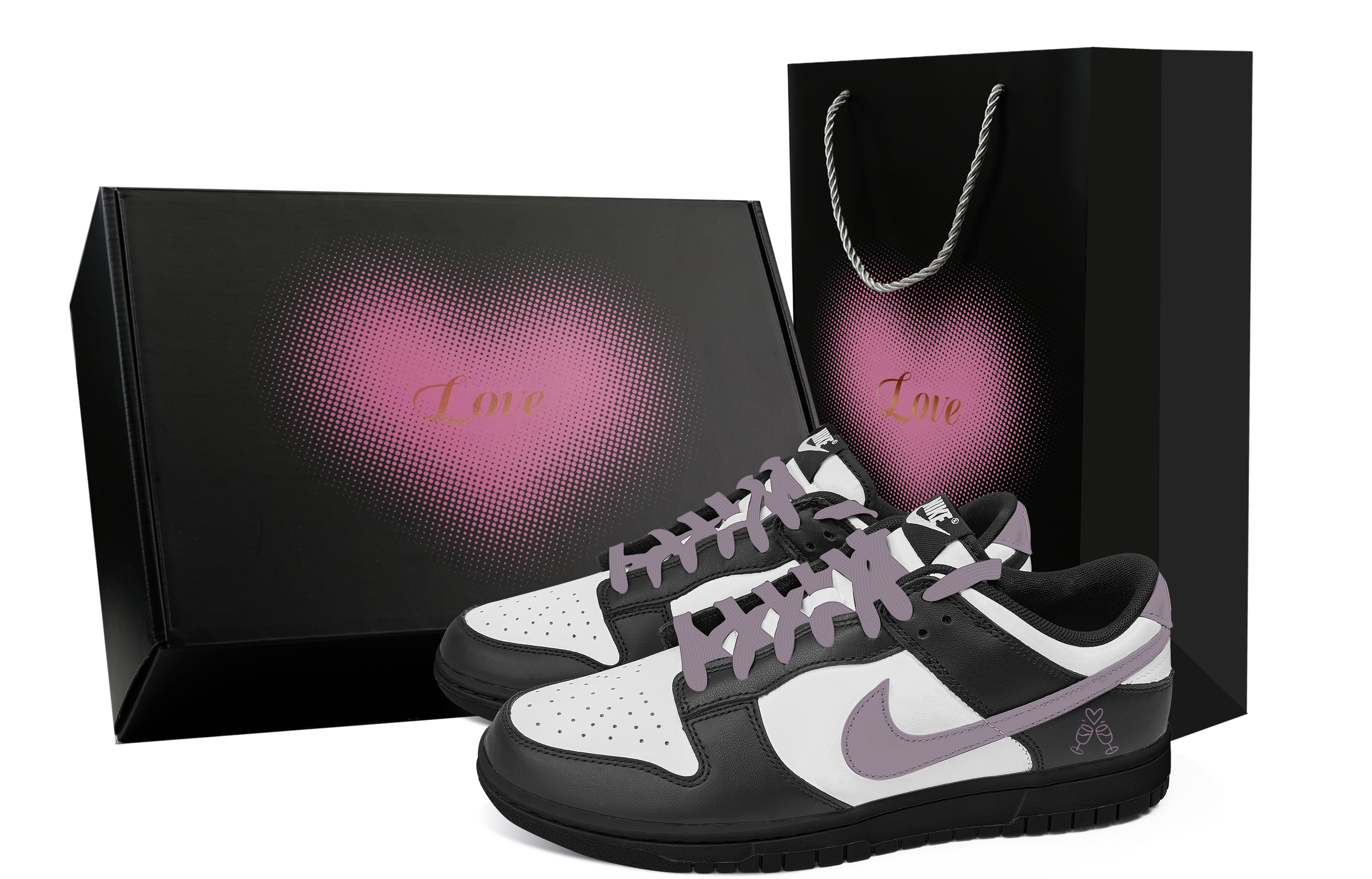 

Nike Кроссовки для скейтбординга Dunk Love Confession Heart Box с низким верхом, устойчивые к истиранию, унисекс, черно-белые