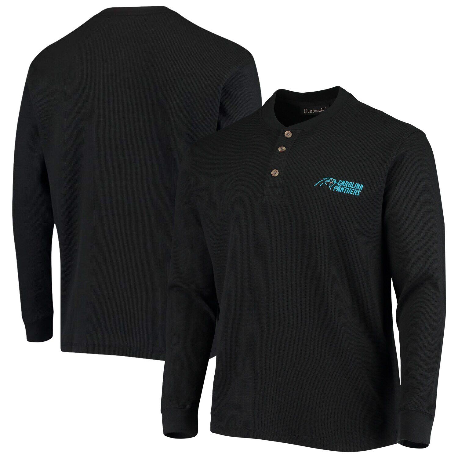 

Мужская футболка Dunbrooke Black Carolina Panthers с логотипом Maverick Thermal Henley с длинным рукавом