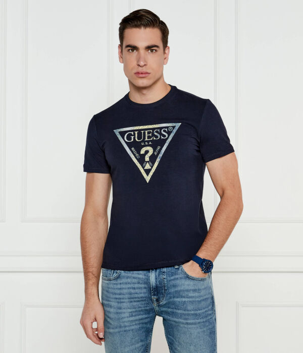 

Футболка мужская Guess Jeans облегающего кроя с логотипом бренда, синий