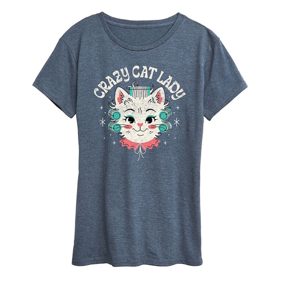 

Женская футболка с рисунком Crazy Cat Lady, цвет Heather Blue