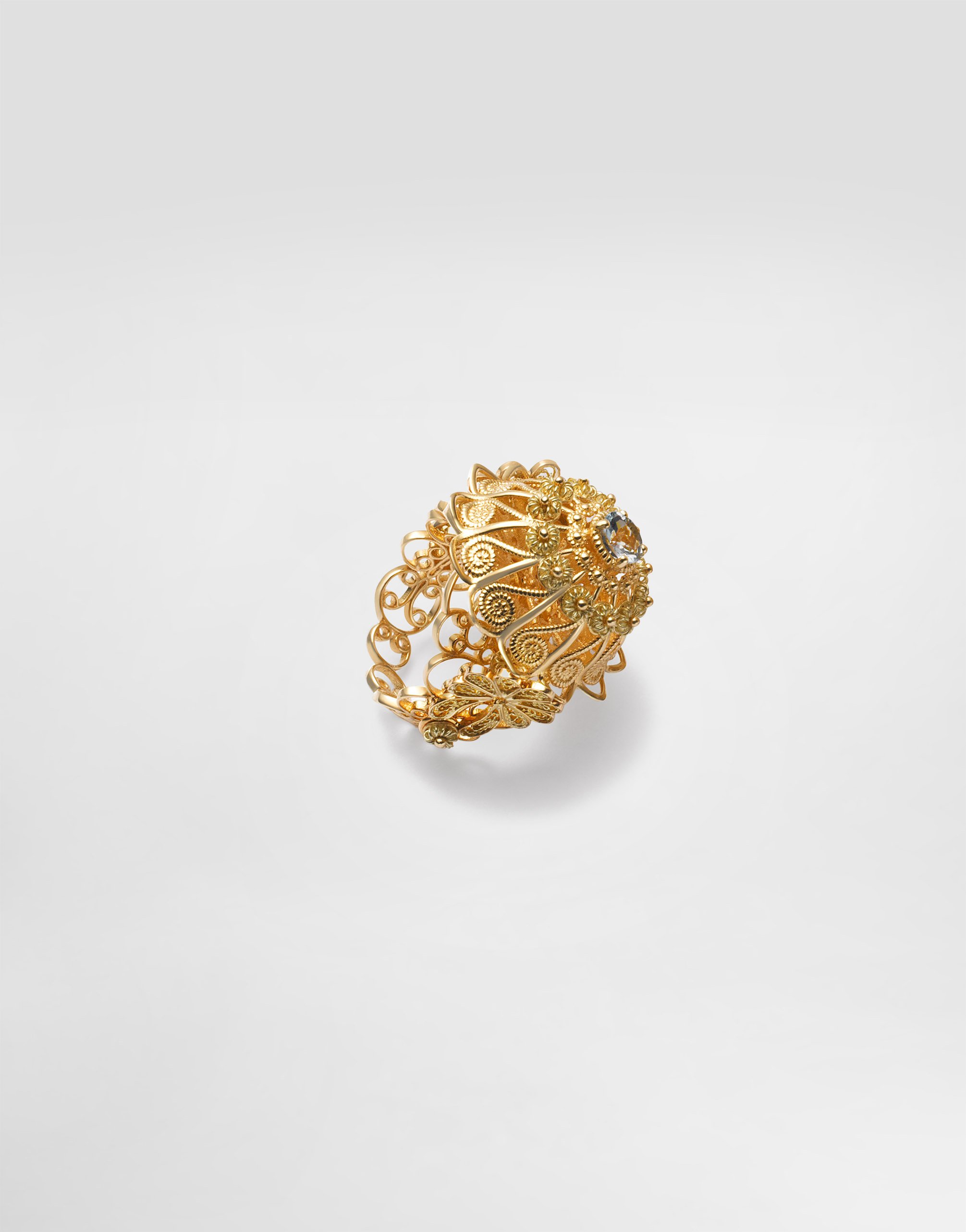 

Кольцо филигранной работы из желтого золота 18 карат с аквамарином Dolce & Gabbana, золото