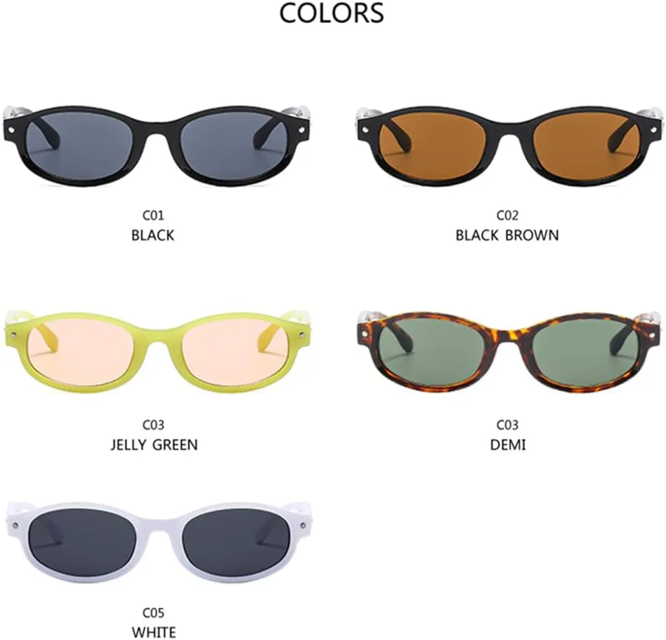 

Солнцезащитные очки UV400 с заклепками, овальная оправа, маленькая, для женщин и мужчин, для бега и занятий спортом на открытом воздухе generic, Jelly Green