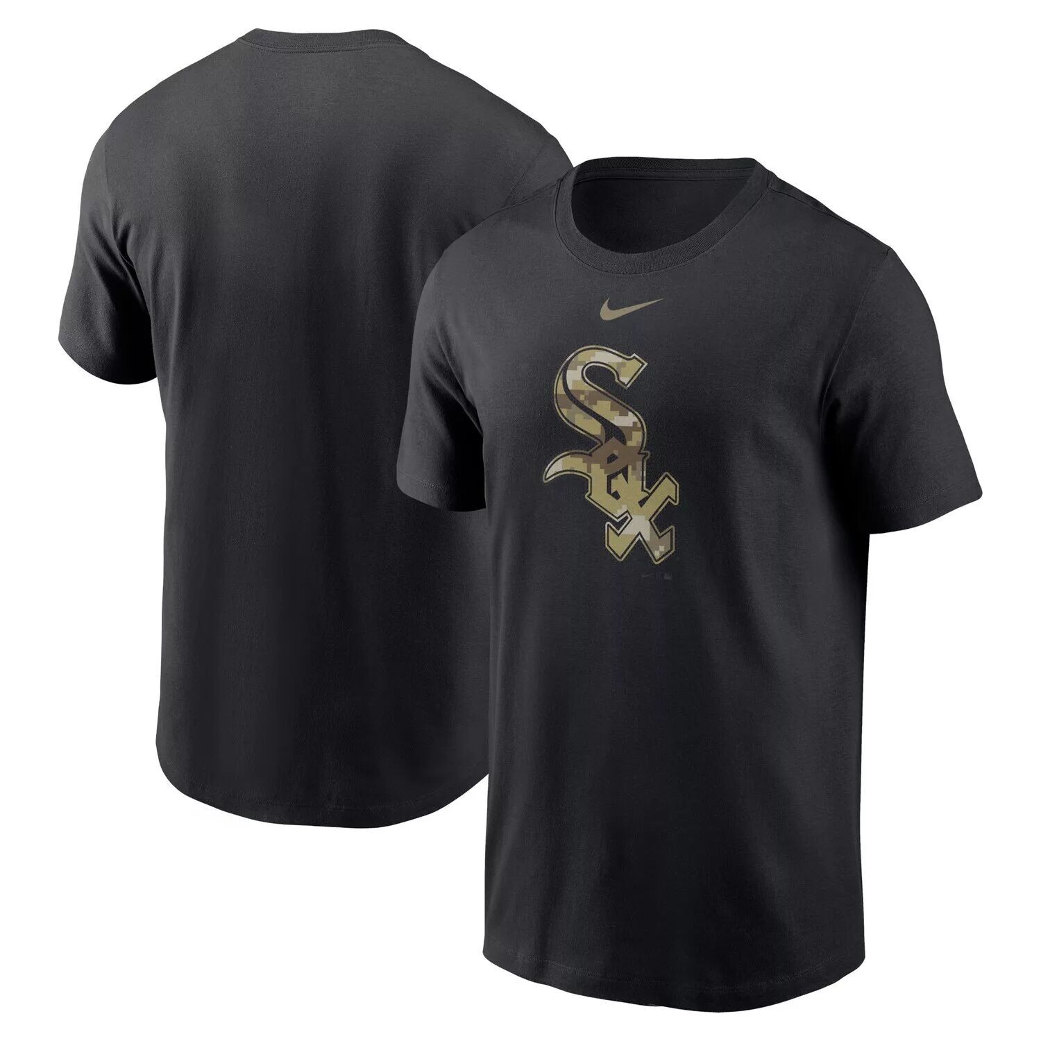 

Мужская черная футболка с камуфляжным логотипом Nike Chicago White Sox Team, Черный, Мужская черная футболка с камуфляжным логотипом Nike Chicago White Sox Team