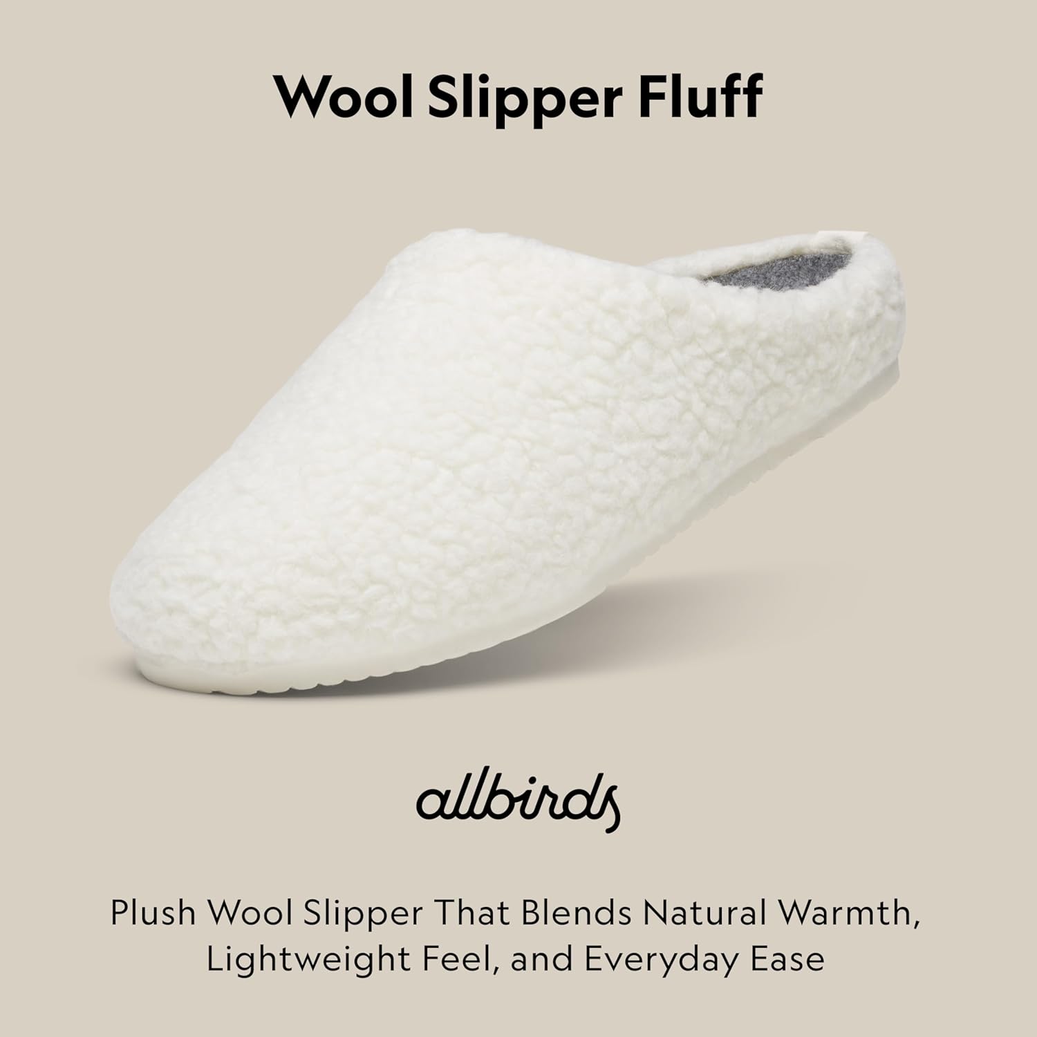 Унисекс тапочки Allbirds из шерсти, домашние обувь с открытой пяткой, верх из шерстяной смеси и мягкая подкладка, белый/белый — фото 2