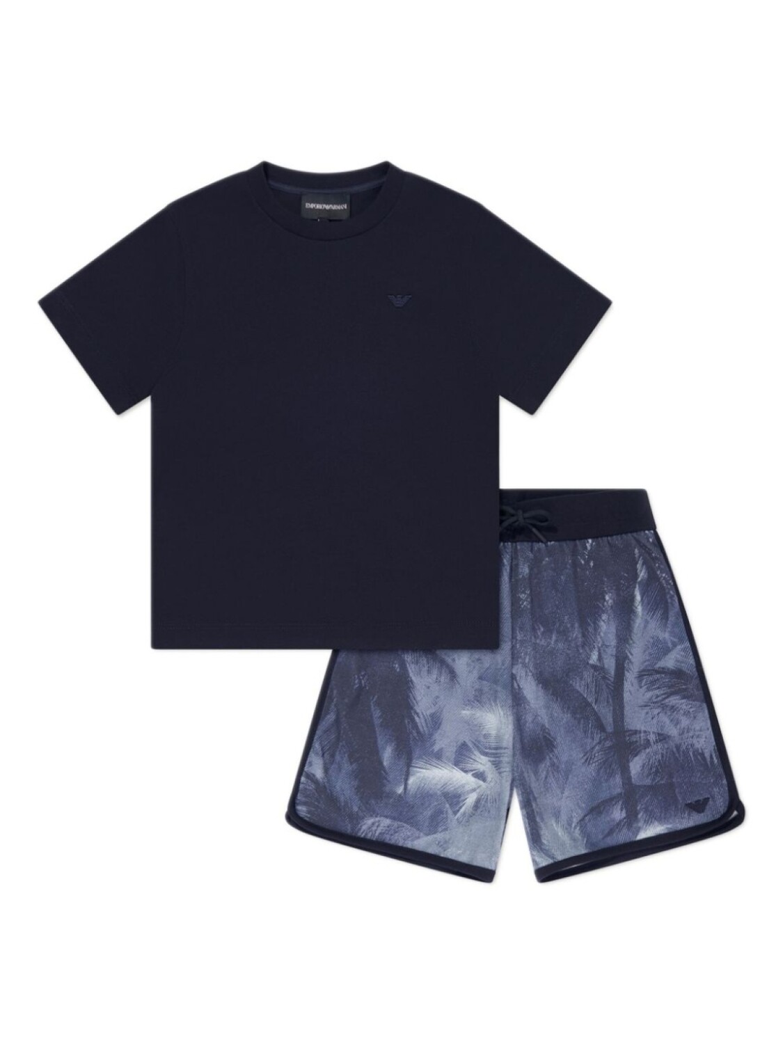 

Комплект из футболки и шортов с графичным принтом Emporio Armani Kids, синий