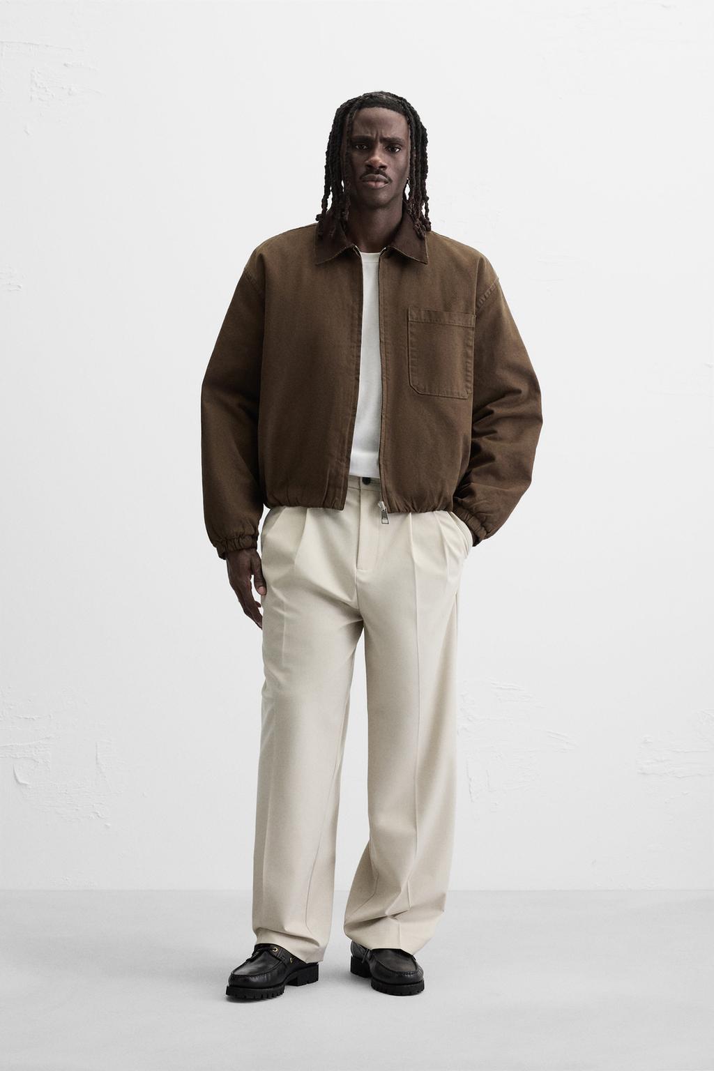 

Широкие плиссированные брюки ZARA, песочный