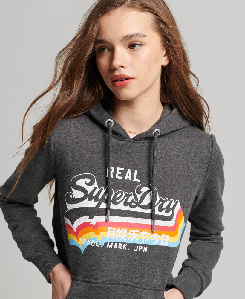 

Худи с винтажным логотипом Superdry, серый