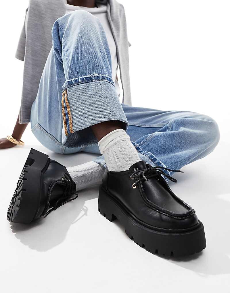 

ASOS DESIGN – Marley – туфли на плоской подошве со шнуровкой черного цвета