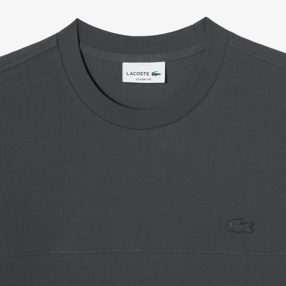 Футболка мужская Lacoste с коротким рукавом, тканые вставки, темно-синий — фото 2