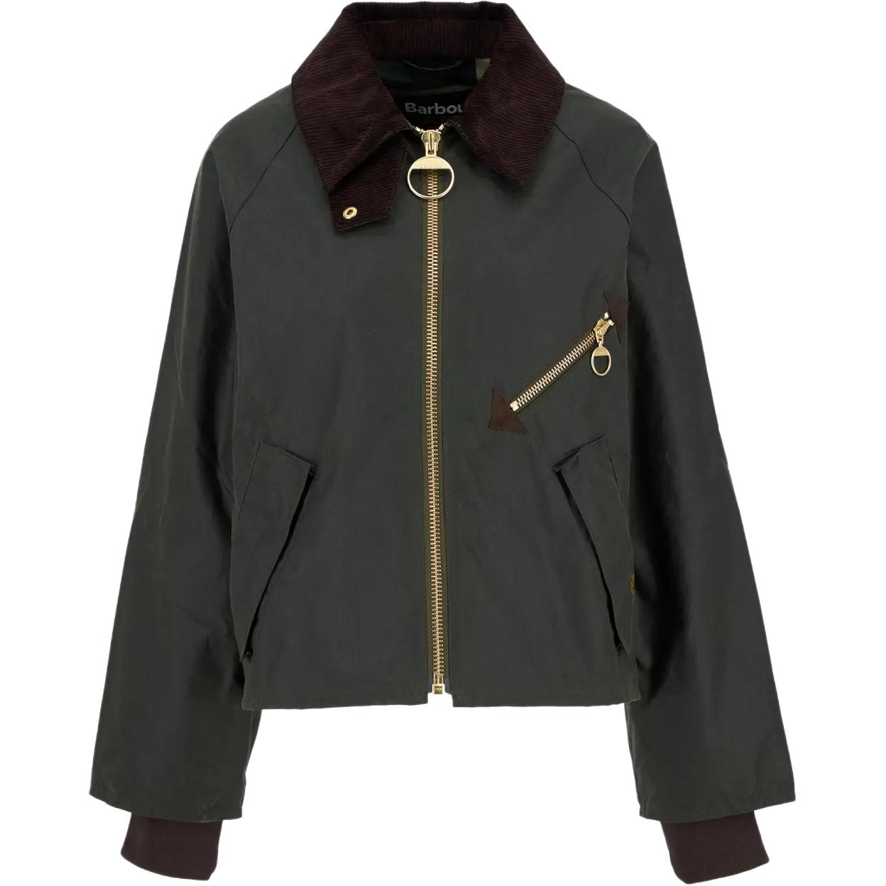 

Куртка с вельветовым воротником и застежкой-молнией спереди Barbour, зеленый