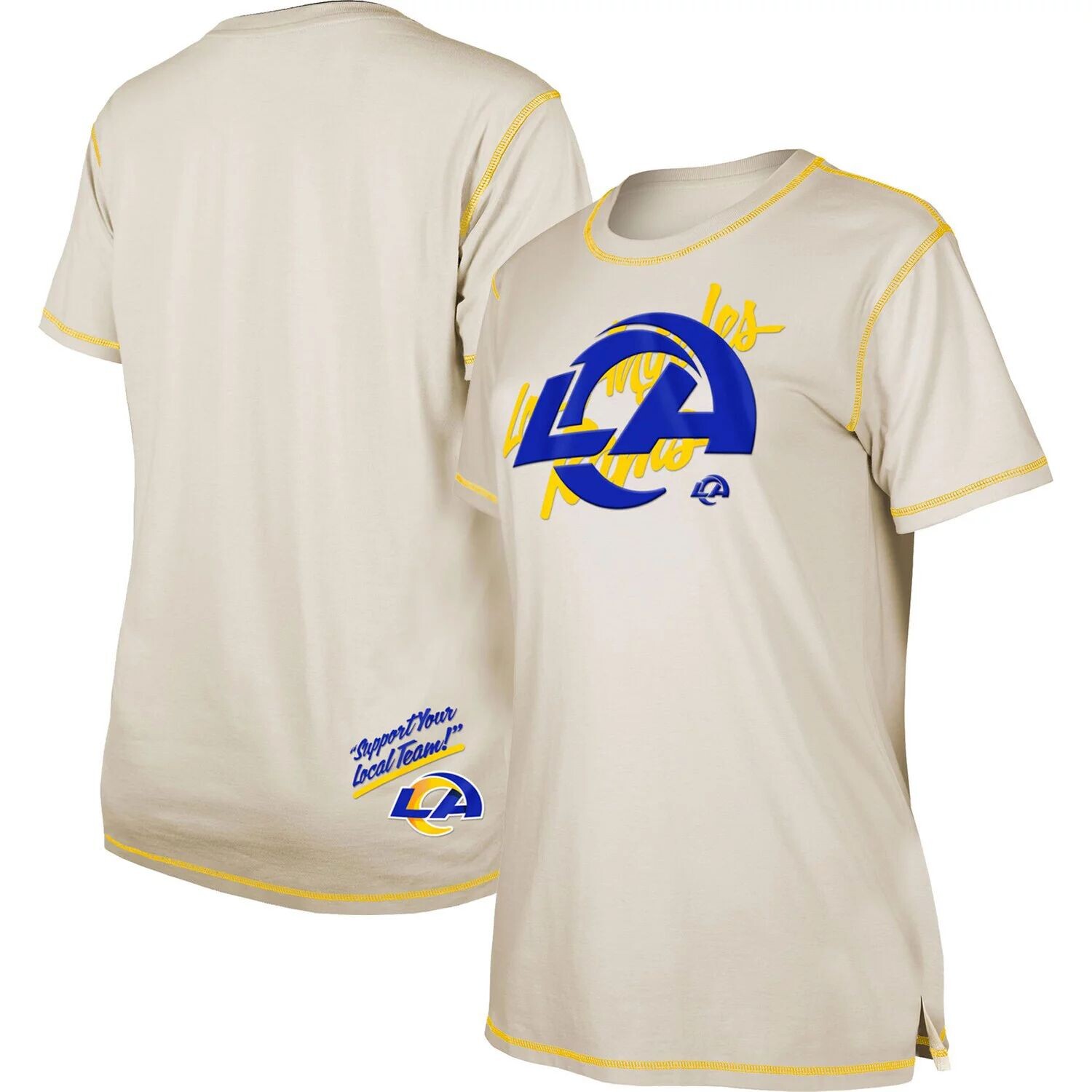 

Женская кремовая футболка с разрезом New Era Los Angeles Rams New Era, Бежевый, Женская кремовая футболка с разрезом New Era Los Angeles Rams New Era