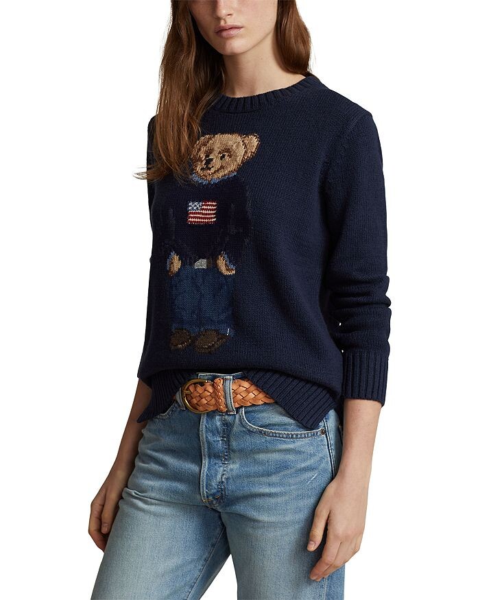 

Polo Ralph Lauren Свитер с круглым вырезом и флагом Polo Bear, синий