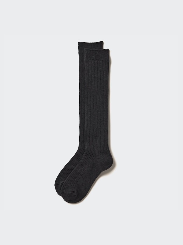 

Высокие носки heattech в рубчик Uniqlo, черный