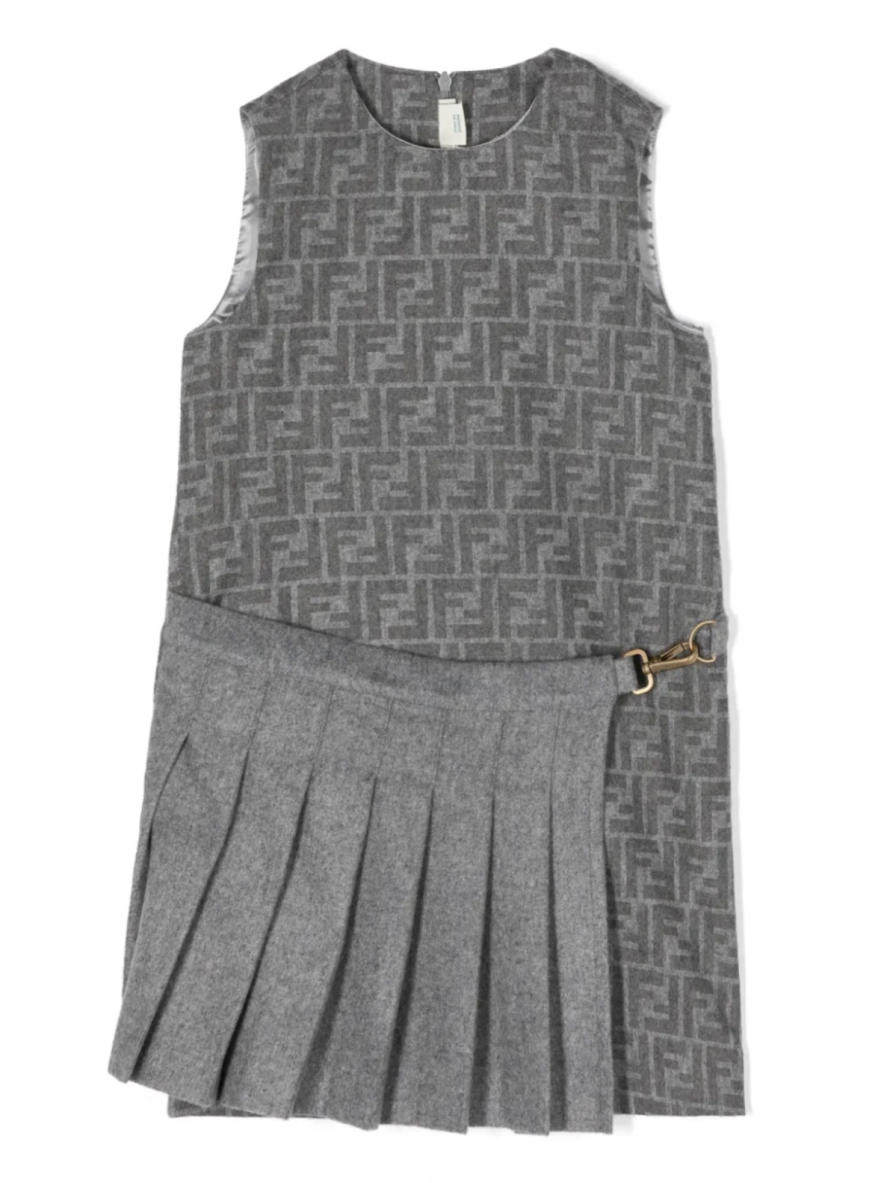 

Многослойное платье с монограммой FF Fendi Kids, серый