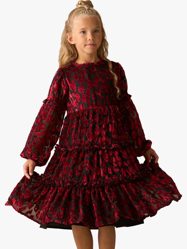 

Детское платье миди с длинными рукавами и ярусами Angel & Rocket