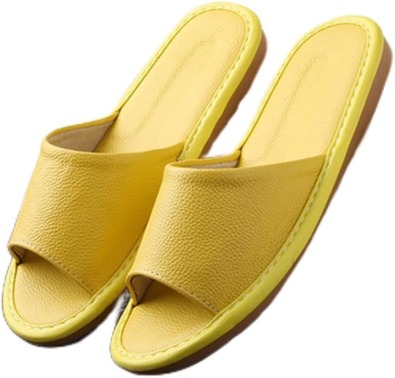

Шлепанцы с открытым носком GHYUB из натуральной кожи - летние сандалии для мужчин и женщин, для дома и улицы, желтый
