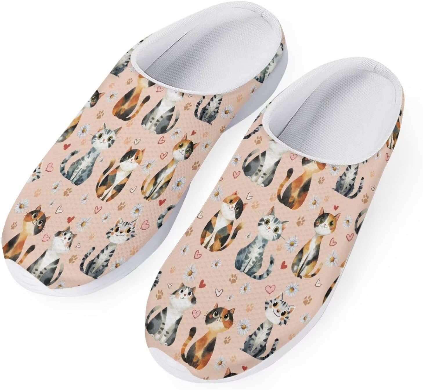 

Forchrinse Южно-западные сандалии с арочной поддержкой для мужчин и женщин Navajo Aztec, тапочки-мюли для сада, прогулочные кроссовки для носки в помещении и на улице, Cartoon Cat Print