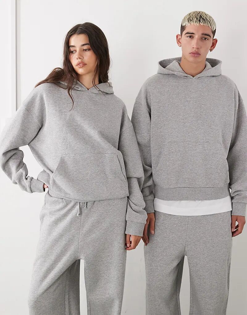 

Толстовка свободного кроя Reclaimed Vintage унисекс из толстой толстовки серого меланжевого цвета