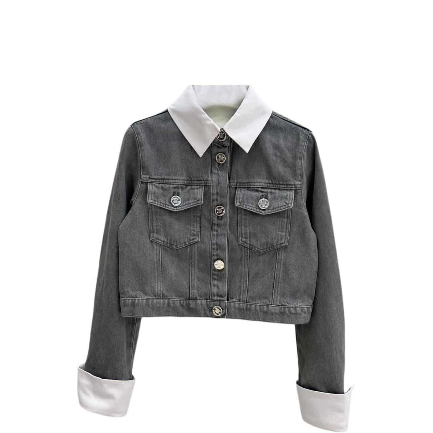 

CHANEL Джинсовая куртка женская серая белая, Gray White