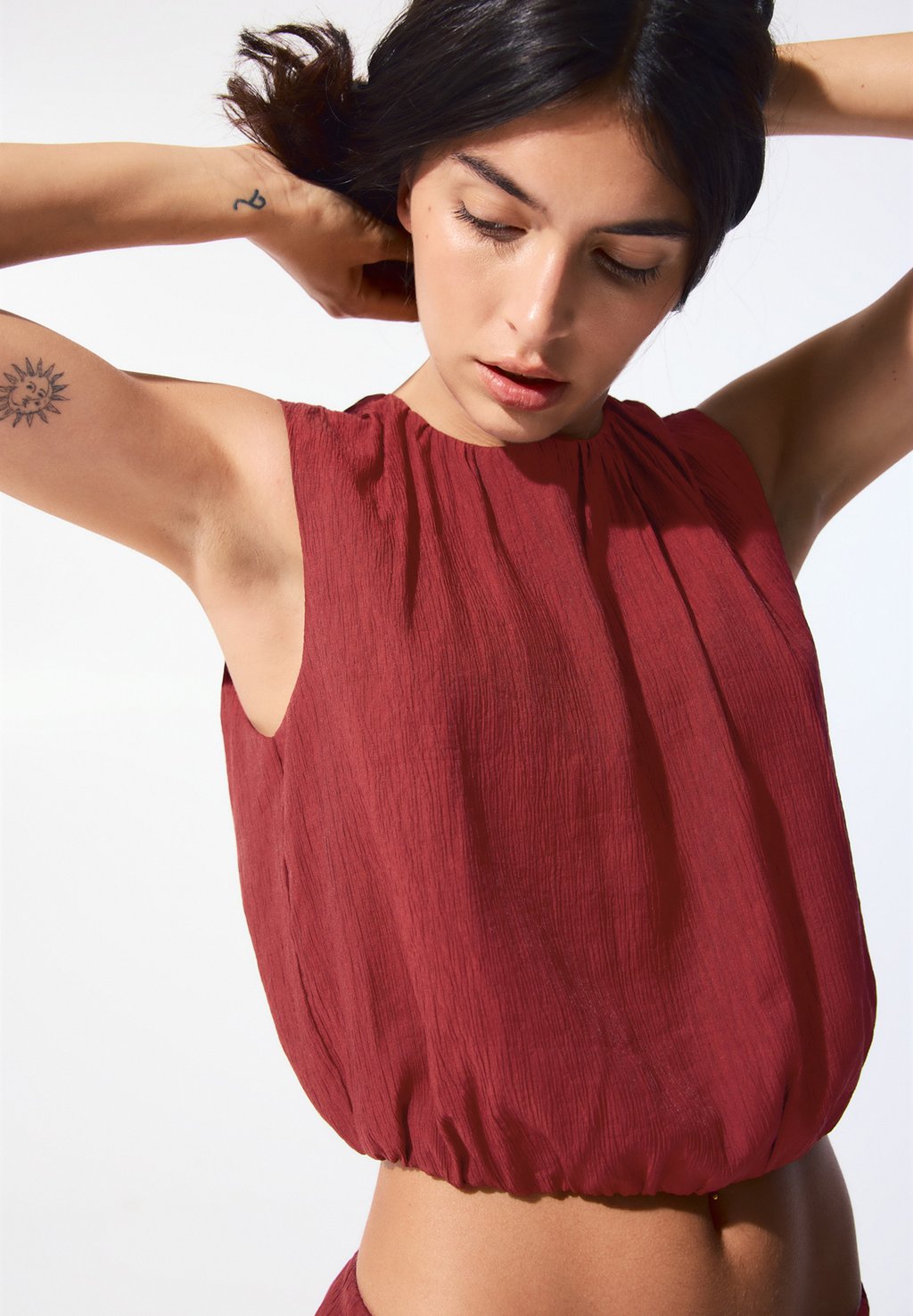 

Топ Blouse PULL&BEAR, темно-красный