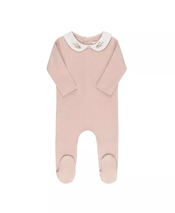 

Детский комбинезон унисекс из органического хлопка с вышитым воротником. Ely'S & Co., розовый