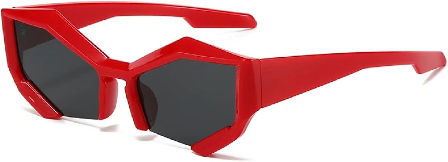 

Спортивные солнцезащитные очки «кошачий глаз» в полуободковой оправе для женщин и мужчин, роскошные панк-очки для женщин, маленькая оправа, солнцезащитные очки UV400 TKKTLLT, Red Gray