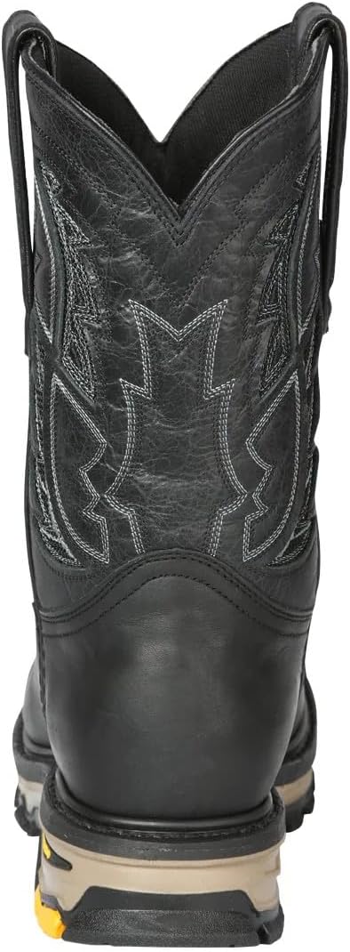 Мужские сапоги Men’s El General Rodeo Crazy Black из натуральной кожи с квадратным носком, на резиновой подошве, противоскользящие, прочные, легкие, удобные, средней высоты, вестерн стиль для работы и активного отдыха, ручная работа Generic, ini... — фото 4
