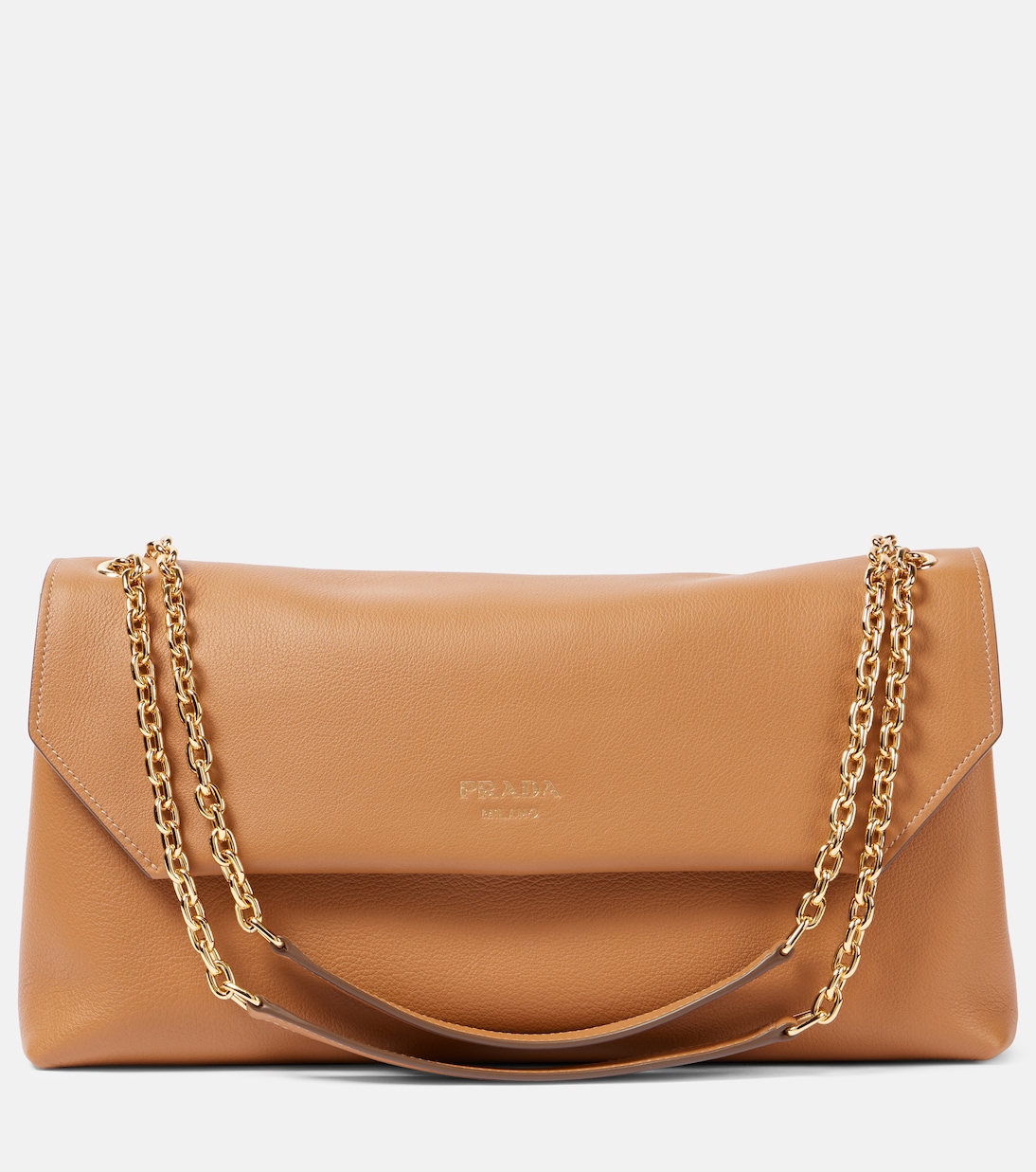 

Средняя кожаная сумка через плечо Prada, Caramel