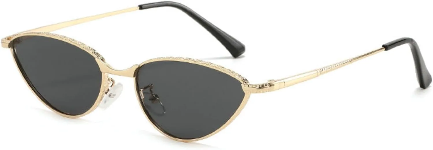 

Солнцезащитные очки Willochra Triangle Cat Eye для женщин, модные солнцезащитные очки в стиле ретро с металлической оправой и защитой от УФ-излучения UV400, C1