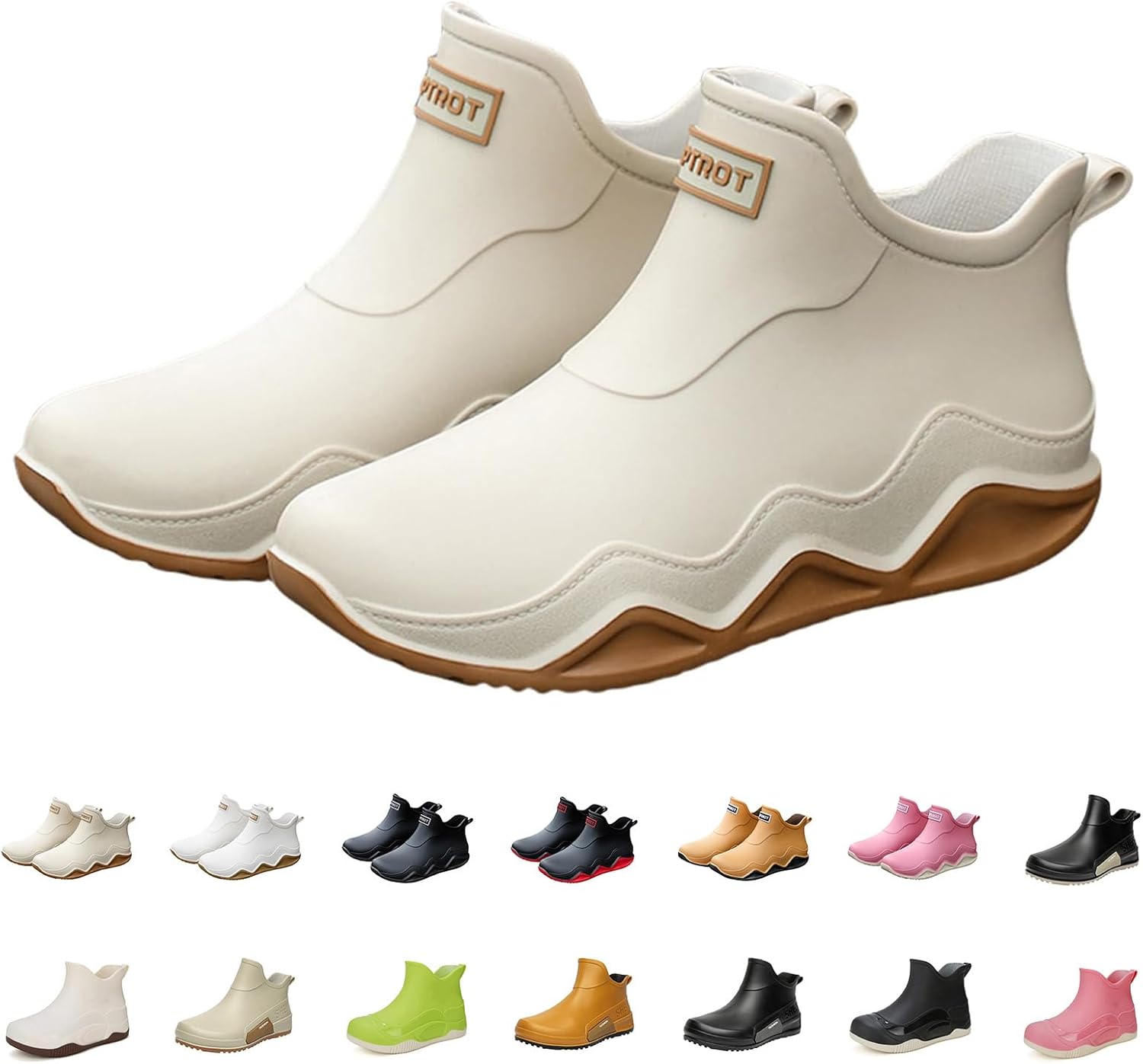 

Женские и мужские ботинки Deck, водонепроницаемые, противоскользящие, резиновые черевики Chelsea до щиколотки Lghlmcl, бежевый