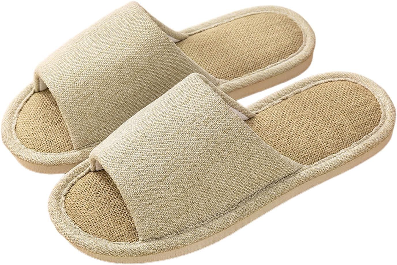 

Домашние тапочки для женщин и мужчин с открытым носком, мягкие японские тапочки, теплые с эффектом памяти, нескользящие, для дома, удобные домашние слайды, хлопковые домашние тапочки Generic, бежевый