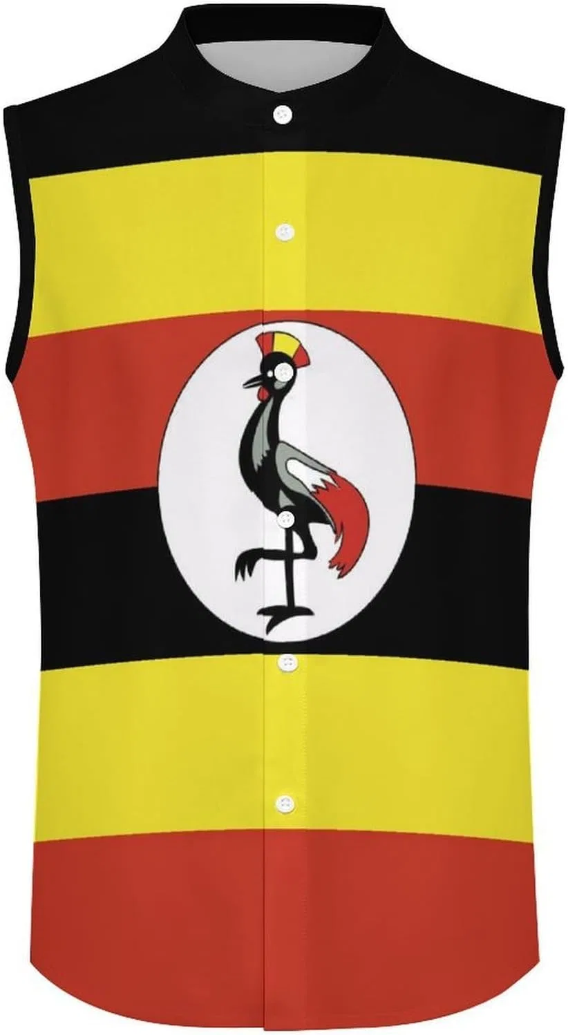 Майка-борцовка с принтом Hawaiian Summer, Uganda Flag, свободного кроя, белый 19 — фото 4