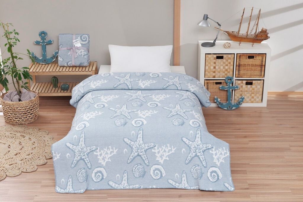 

L'Essentiel Linge de Maison, Cotton Sandy, односпальное одеяло, синее, 60 % ХЛОПОК / 30 % АКРИЛОВЫЙ / 10 % ПОЛИЭСТЕР, 150 x 200 см, синий