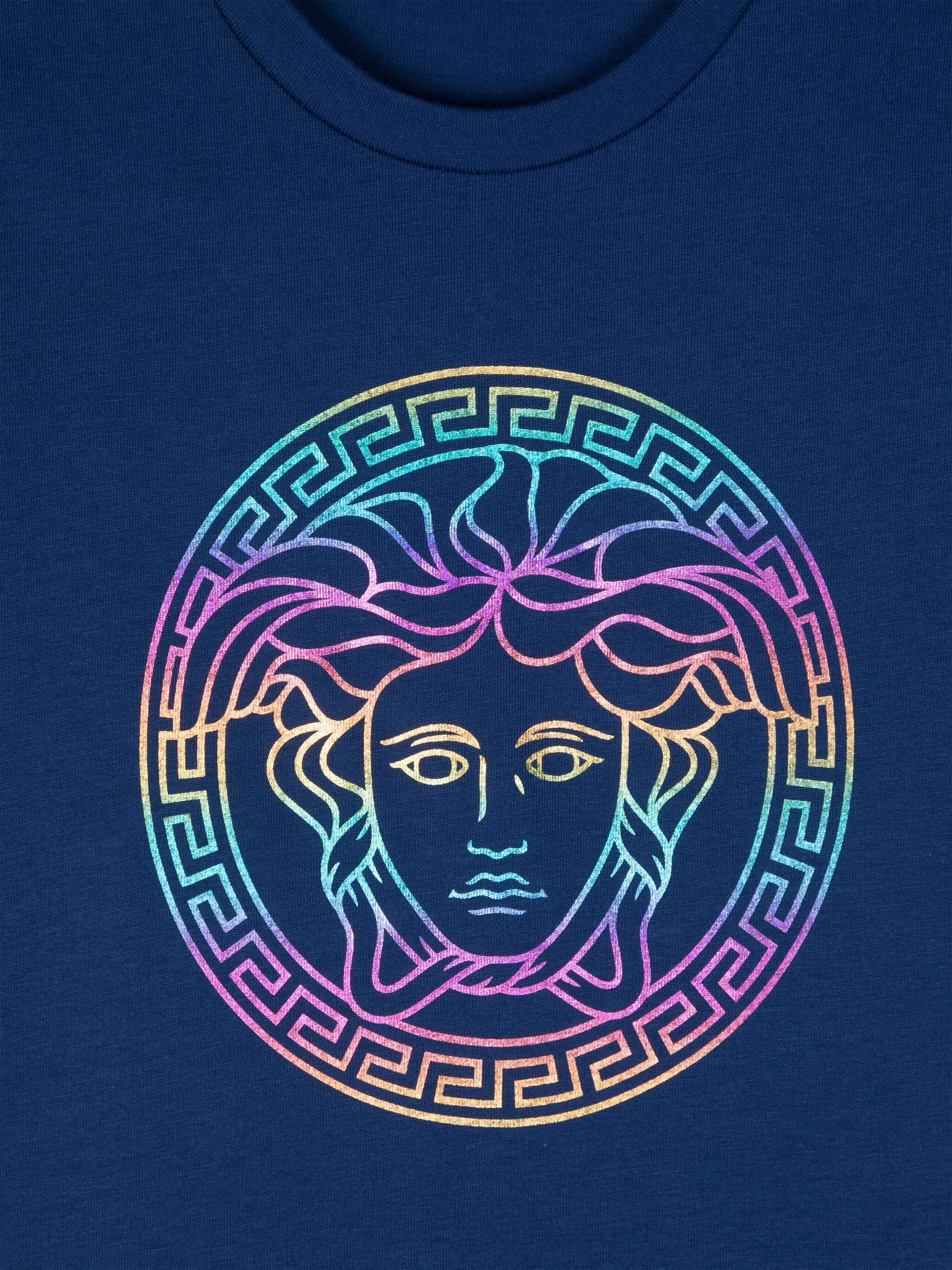 Футболка с принтом Medusa Versace Kids, синий — фото 3