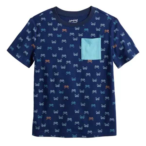

Футболка с коротким рукавом и принтом для мальчиков 4-12 лет Jumping Beans, цвет navy game print