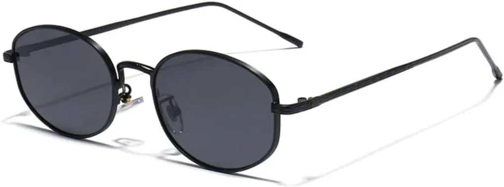 

Модные овальные солнцезащитные очки для женщин и мужчин с защитой от УФ-излучения UV400, матовая металлическая оправа, в стиле панк TVTBBVV, Matte Black Gray