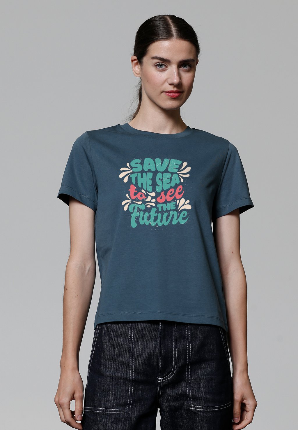 

Футболка с принтом SAVE THE SEA watapparel, бирюзовый