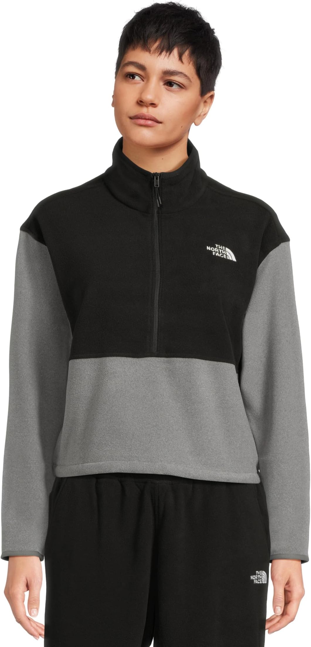 

Куртка The North Face Glacier Fleece ½ Zip Short Jacket, цвет TNF Mid Grey Heather/TNF Black
