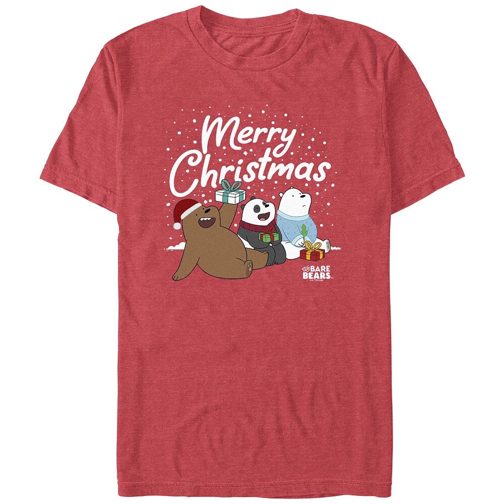 

Мужская футболка с рисунком We Bare Bear Merry Christmas Licensed Character, цвет Red Heather