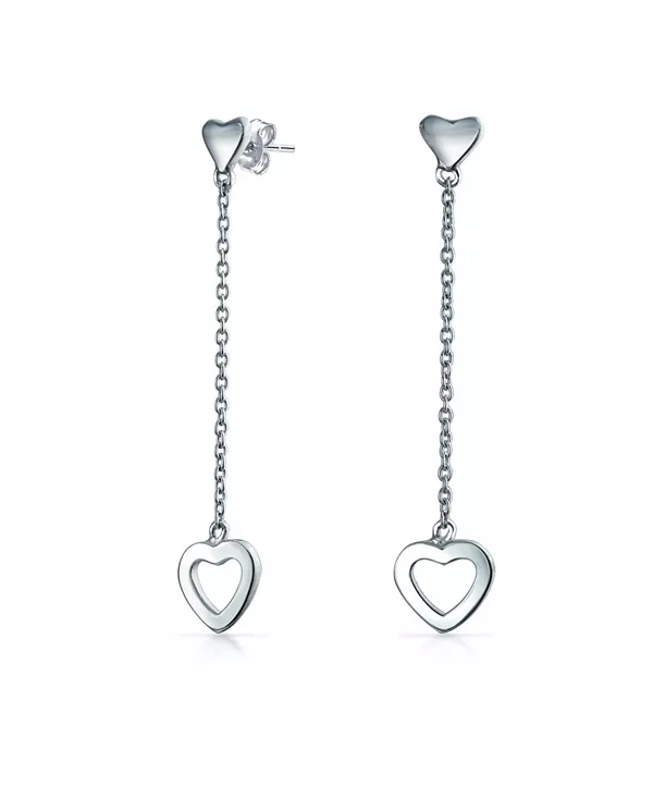 

Серьги-Подвески в форме сердец с длинной цепочкой, легкие, из стерлингового серебра Bling Jewelry, grey