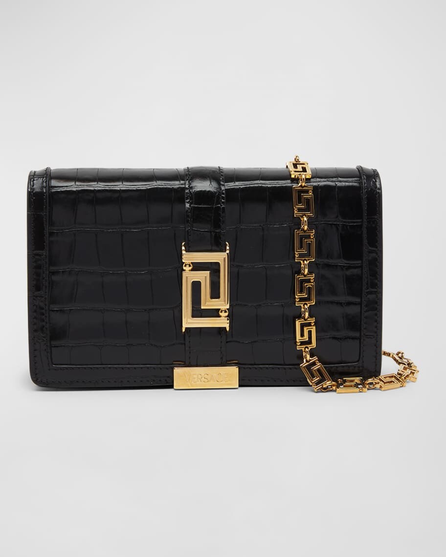 

Кошелек Greca Goddess с тиснением под крокодила на цепочке Versace