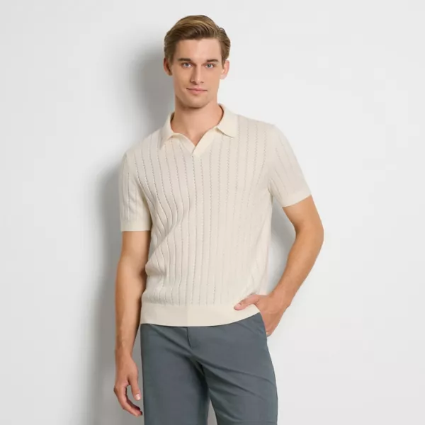 

Мужской элегантный свитер-поло с воротником-стойкой Van Heusen, цвет egret