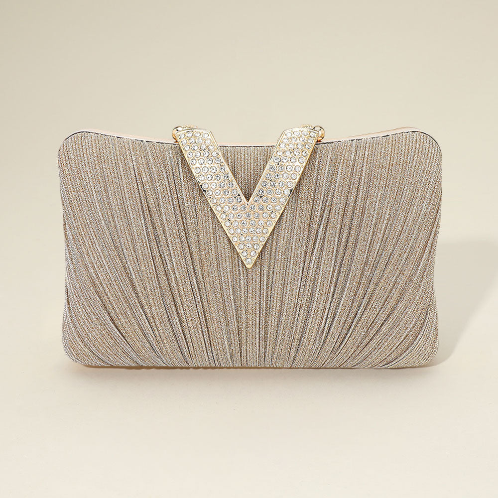 

Сверкающая тканевая клатч с каменной отделкой FASHNZFAB, золотой