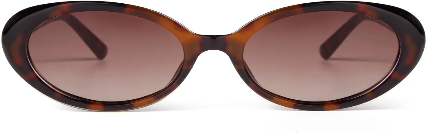 

Модные ретро-солнцезащитные очки овальной формы для женщин, в стиле 90-х, винтажные узкие солнцезащитные очки в стиле Y2K VIA LEECA, Tortoise Frame Brown Lens